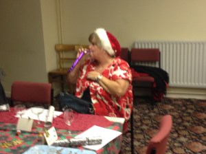 Val with party popper.